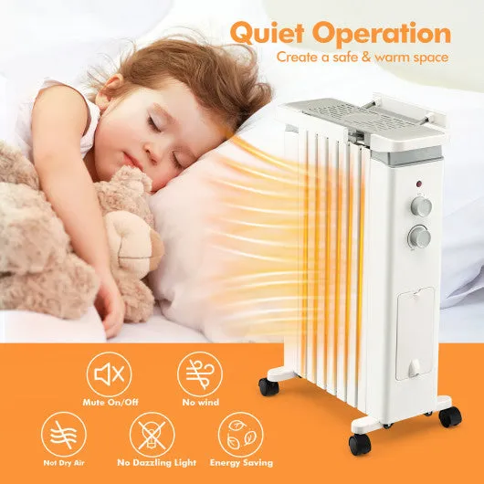 1500W Portable Oil Filled Radiator Heater with 3 Heat Settings-White