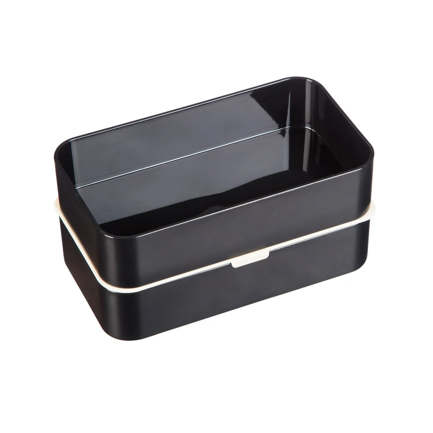 2-Layer Divided Lunch Box with Utensils, Black,2lb008