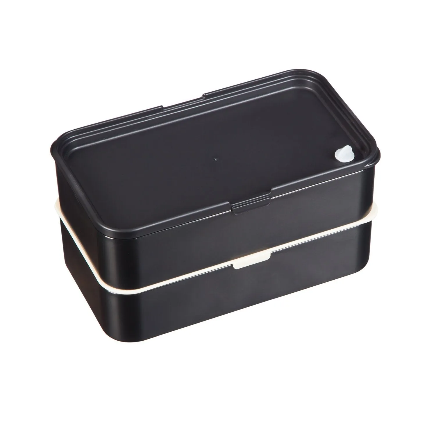 2-Layer Divided Lunch Box with Utensils, Black,2lb008