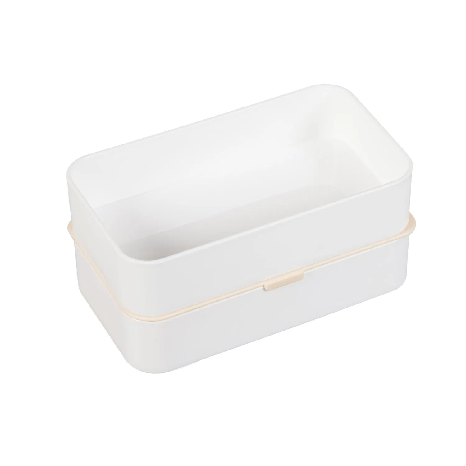 2-Layer Divided Lunch Box with Utensils, White,2lb007