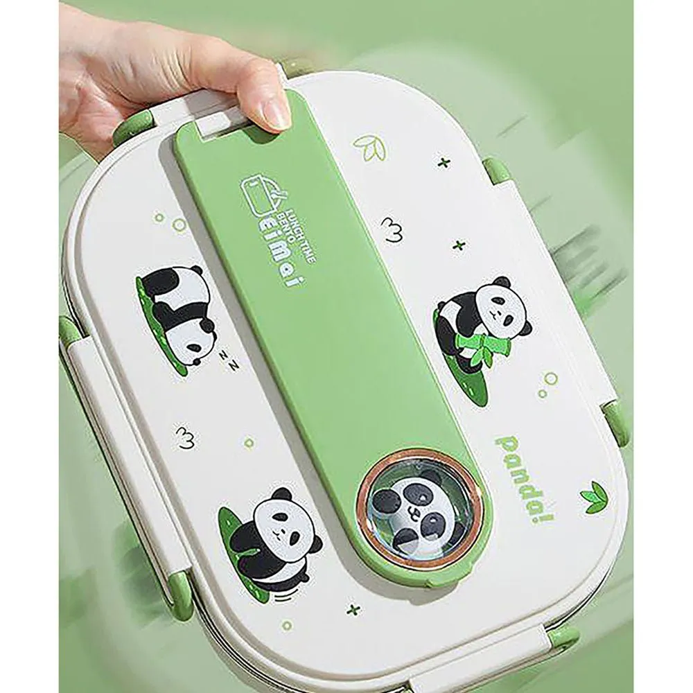 2D Panda Big Size Size Stainless Steel Lunch Box with Lunch Bag