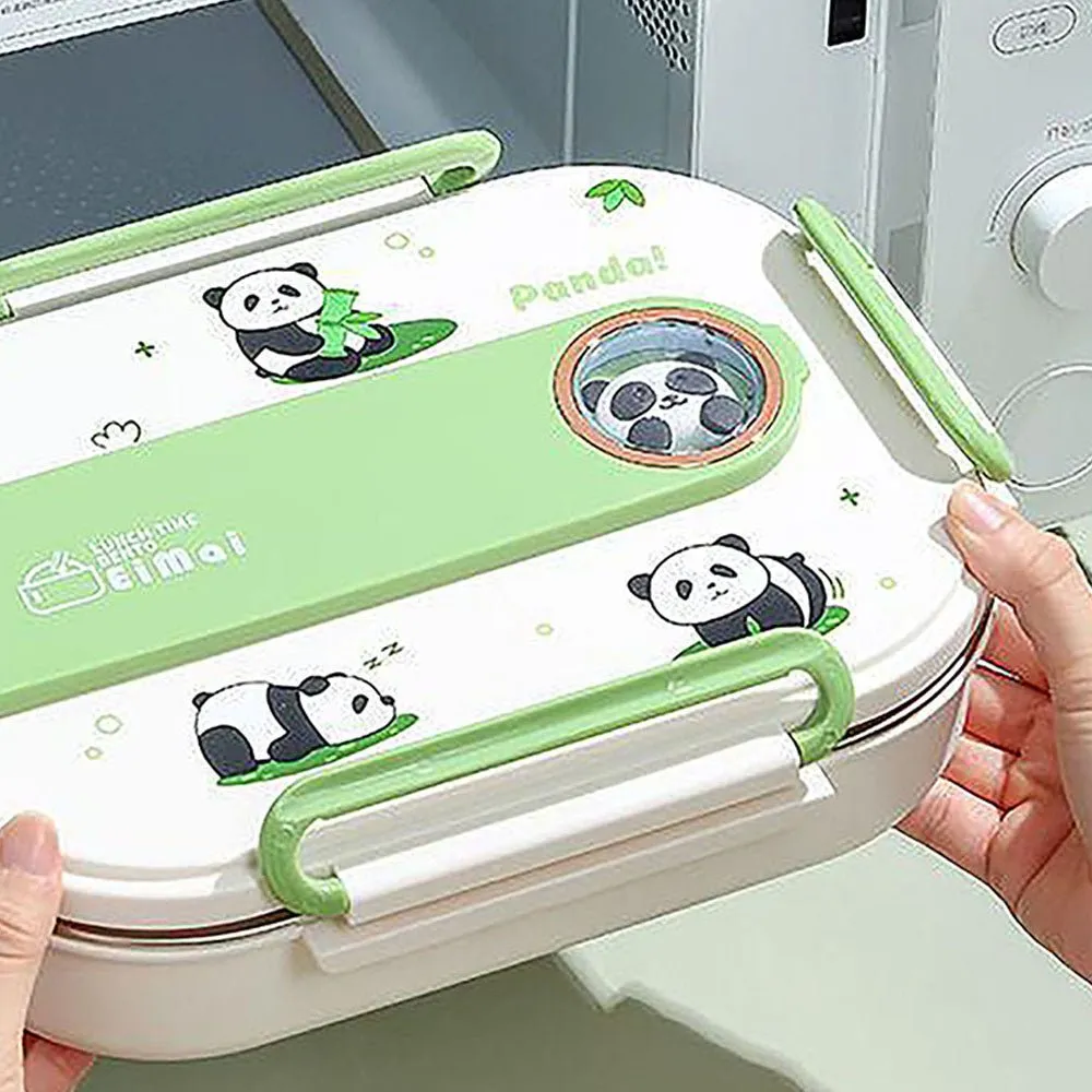 2D Panda Big Size Size Stainless Steel Lunch Box with Lunch Bag