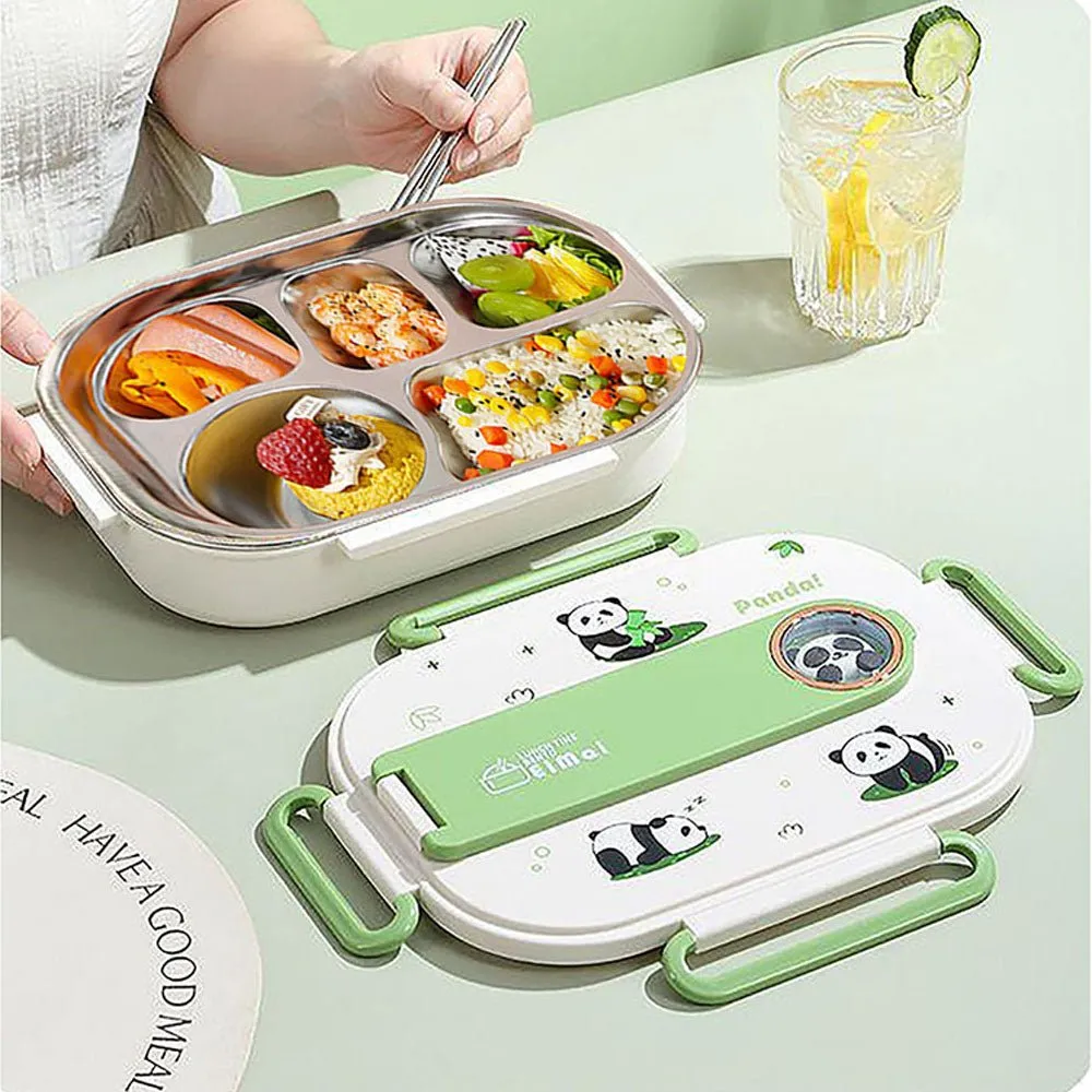 2D Panda Big Size Size Stainless Steel Lunch Box with Lunch Bag