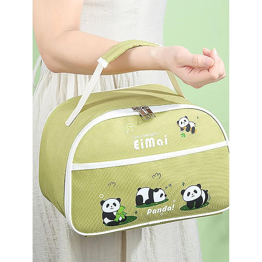 2D Panda Big Size Size Stainless Steel Lunch Box with Lunch Bag