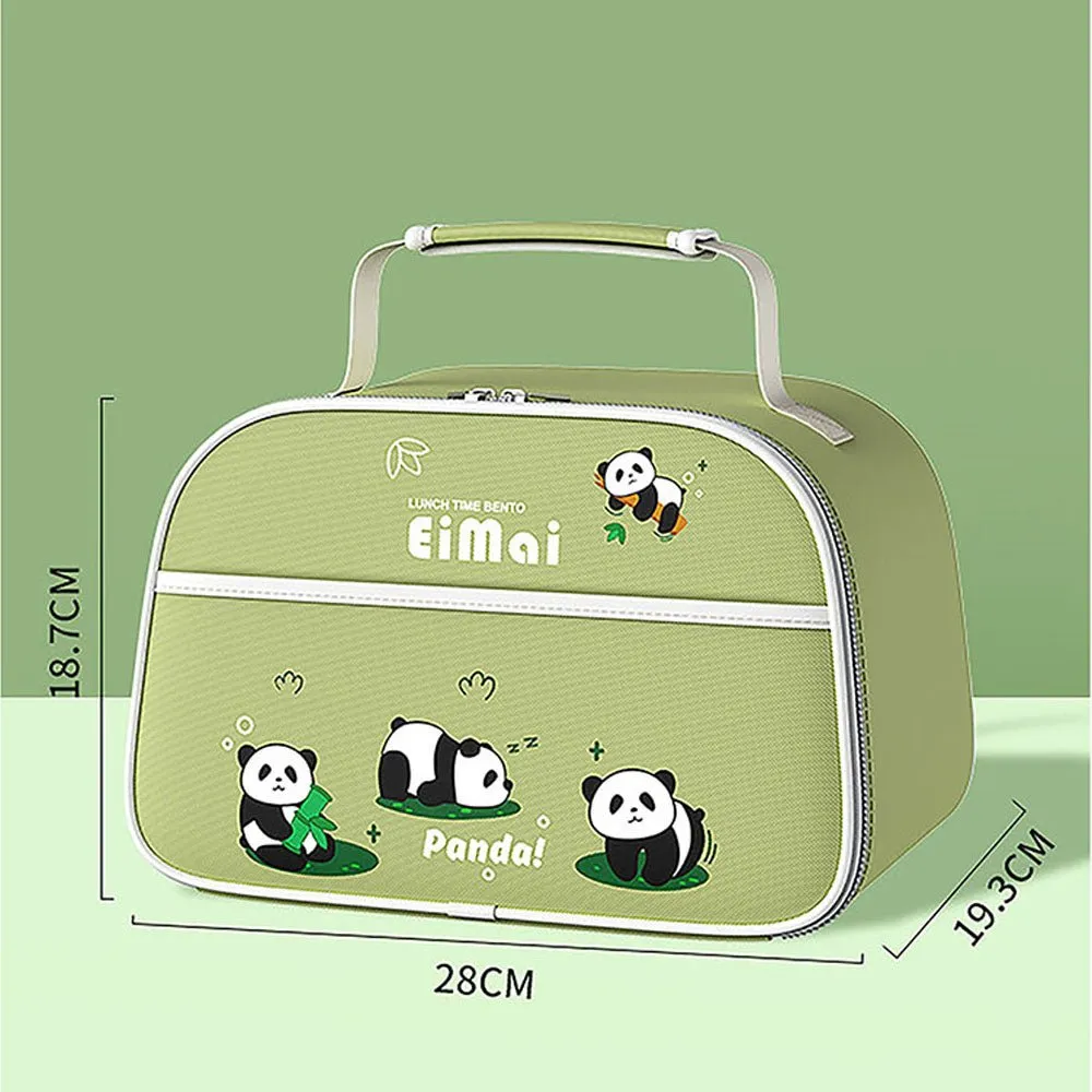 2D Panda Big Size Size Stainless Steel Lunch Box with Lunch Bag