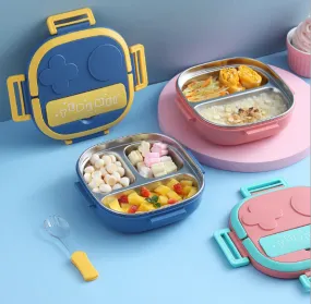 304 Portable - Stainless Steel Lunch Box with 2 Compartment for Kids