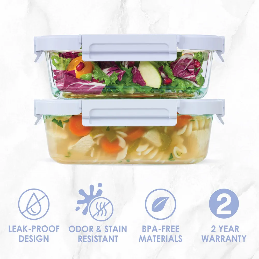 Bentgo Glass Leak-Proof Food Storage Set (4pc) - Frost/Periwinkle