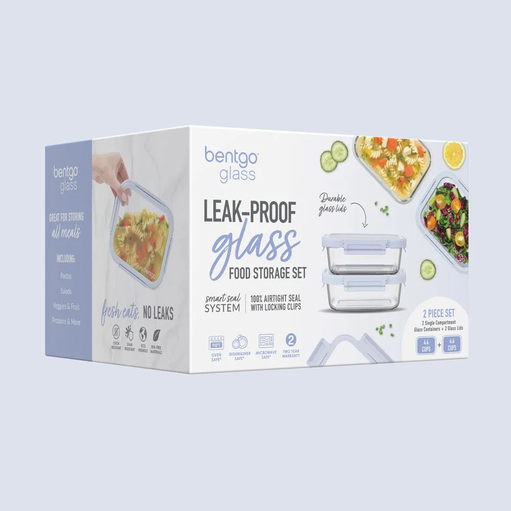 Bentgo Glass Leak-Proof Food Storage Set (4pc) - Frost/Periwinkle