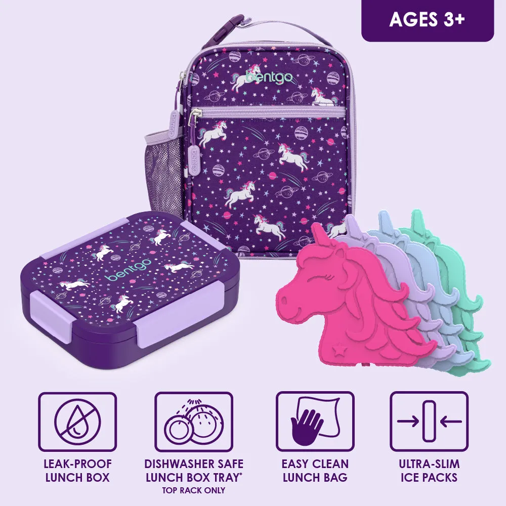 Bentgo Kids Snap & Go Lunch Box, Insulated Lunch Tote, & Ice Packs