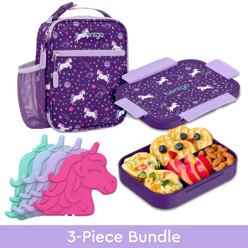 Bentgo Kids Snap & Go Lunch Box, Insulated Lunch Tote, & Ice Packs