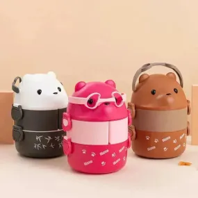 Cartoon Bear Double-layer Portable Lunch Box for Kids