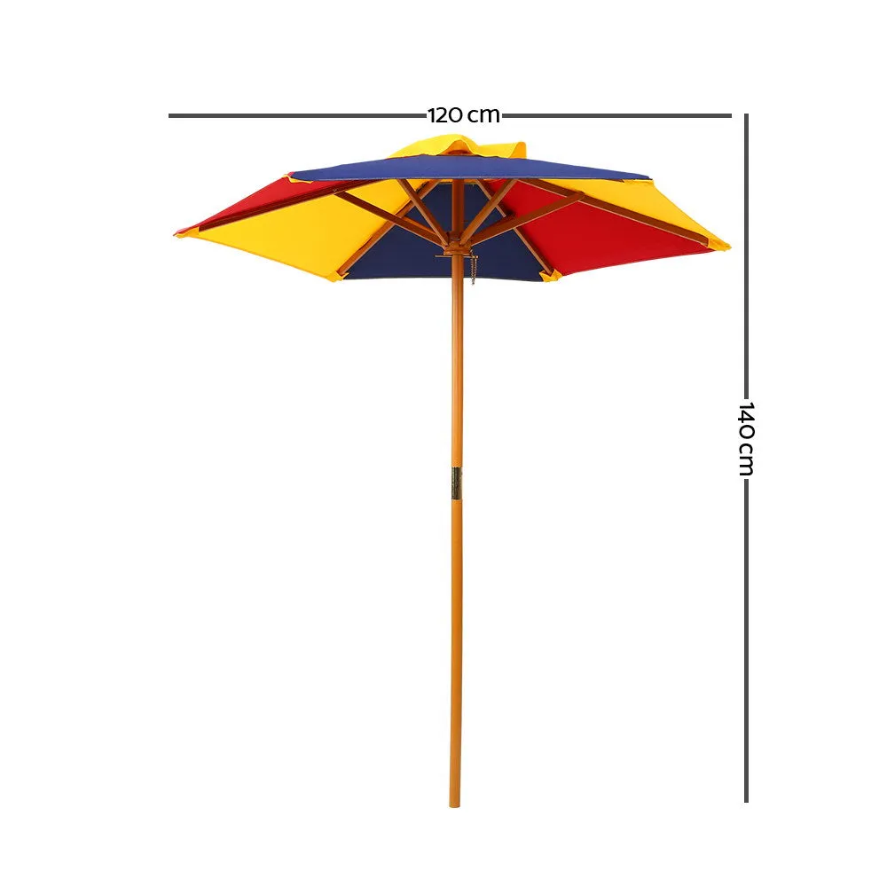 Colorful Wooden Kids Picnic Table Set with Umbrella - Keezi