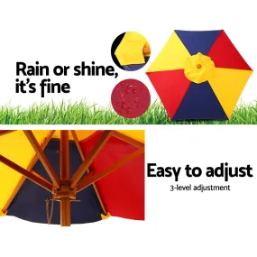 Colorful Wooden Kids Picnic Table Set with Umbrella - Keezi