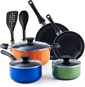 Cook N Home Stay Cool Handle, Multicolor 10-Piece Nonstick Cookware Set