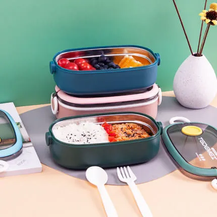 Double Decker Bento - Steel Lunch Box for School Kids