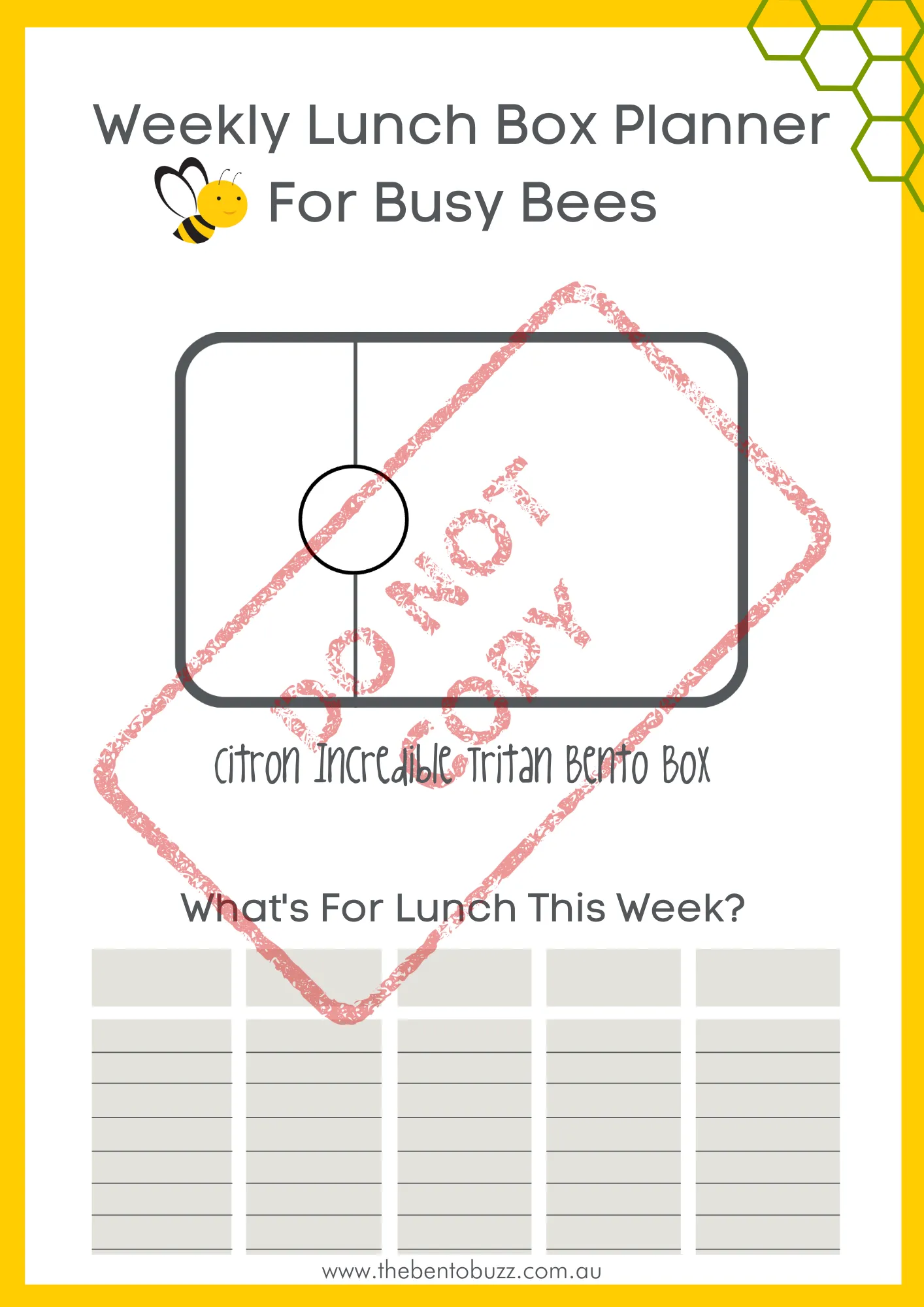 Download & Print Lunch Box Planner - Citron Incredible Tritan