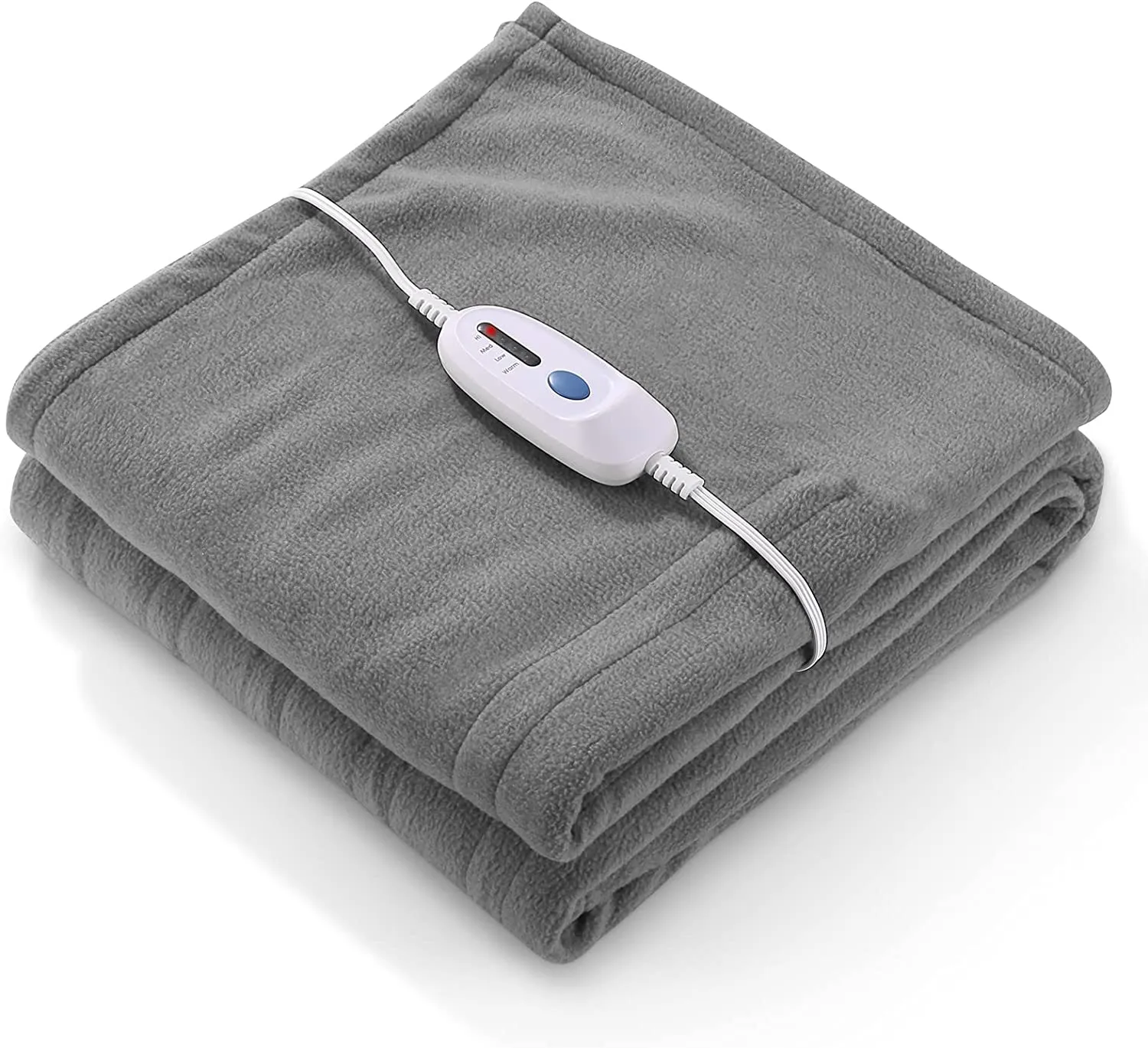 Electric Heated Blanket 62'' x 84'' Electric Blanket for Whole Body Warming, ETL and FCC Certification Fast Heating with 4 Heating Levels & 10 Hours Auto-Off, Machine Washable, Grey