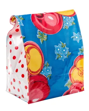 Freckled Sage Oilcloth Lunch Bag in Apple Blue