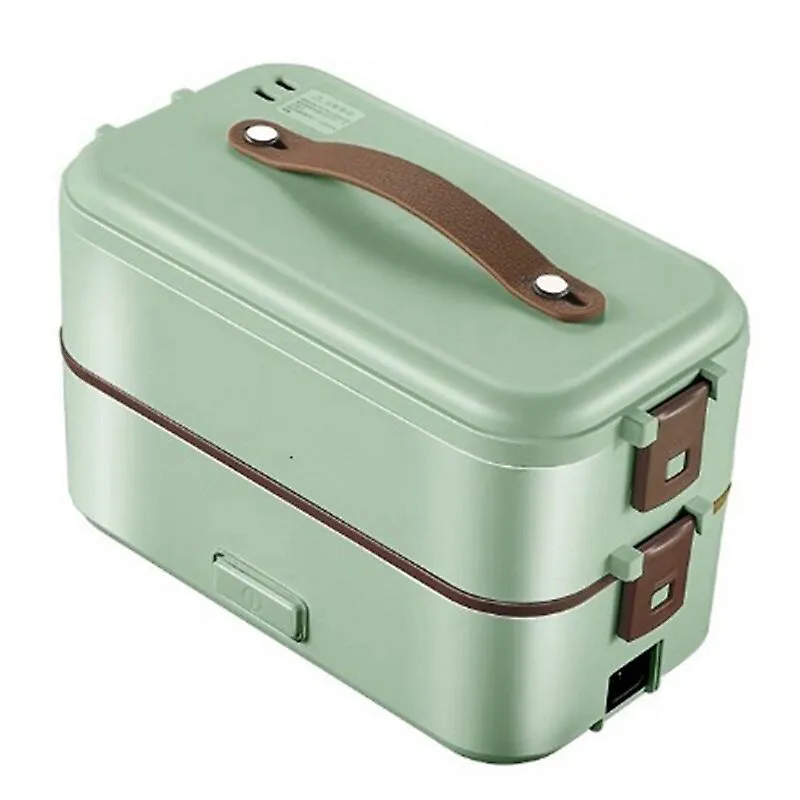 Green 1 Layer Portable Lunch Box Container Electric Heating Insulation Dinnerware Storage Container For Food Fa0496