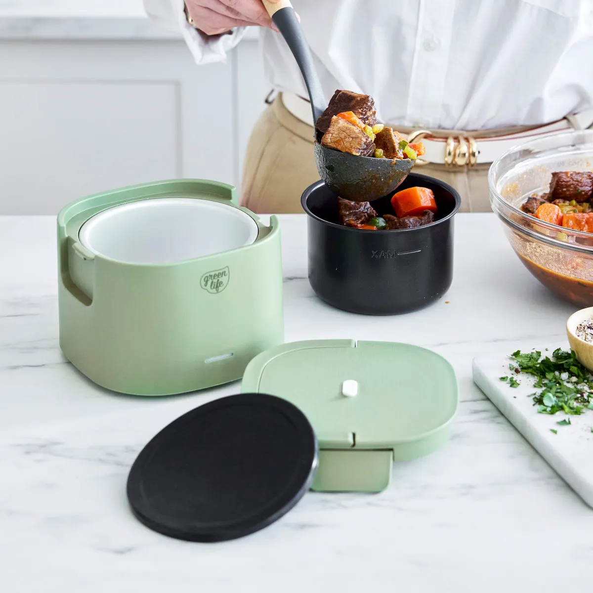 GreenLife Electric Lunch Box | Sage Green