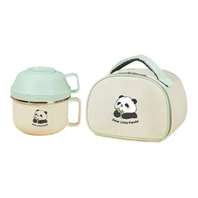 Happy Panda ,Dual Handle Soup and Noodles Lunch Box with matching Cover