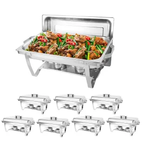 IMACONE 8QT Chafing Dish Buffet Set of 8, Stainless Steel Food Warmer Set for Catering