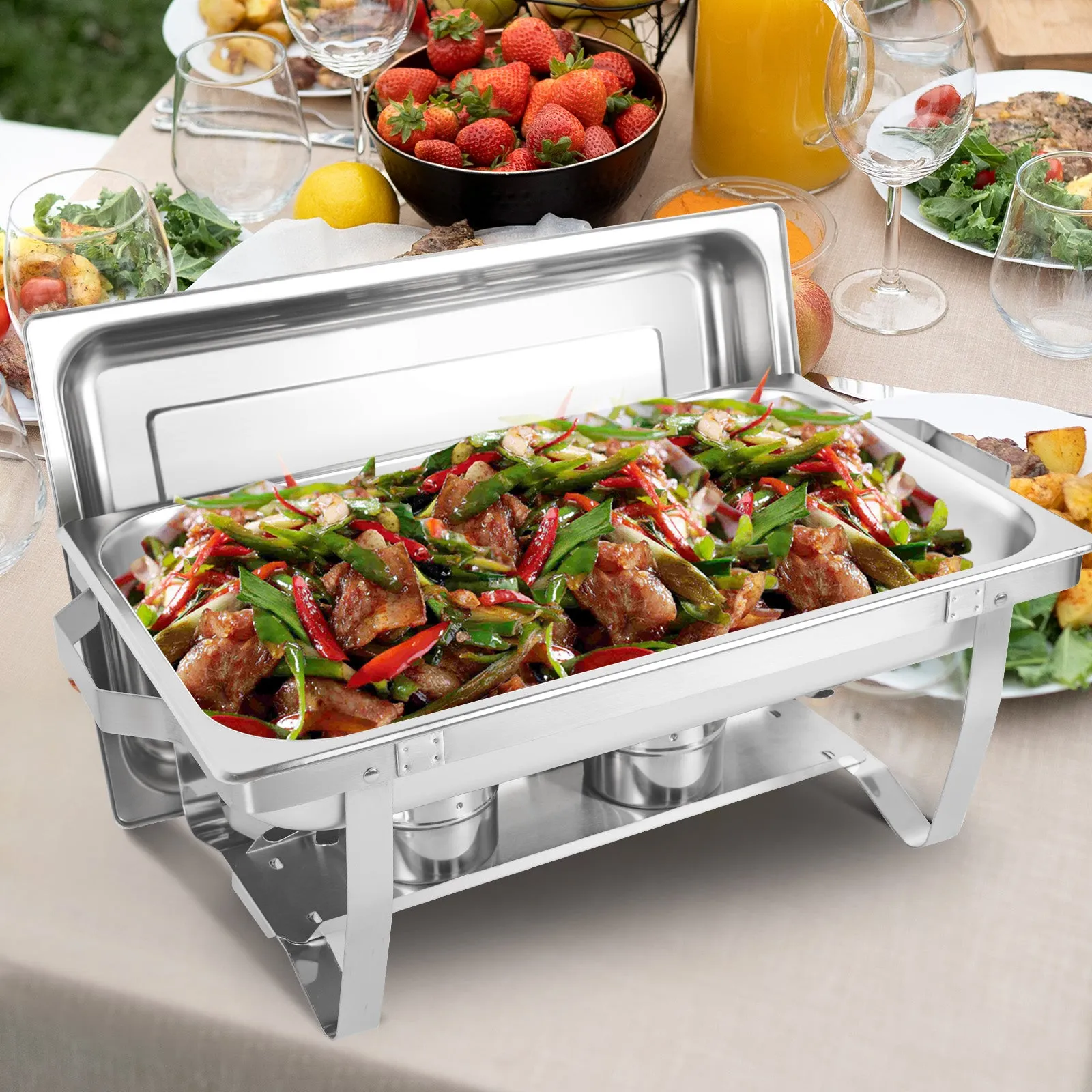 IMACONE 8QT Chafing Dish Buffet Set of 8, Stainless Steel Food Warmer Set for Catering