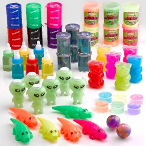 Kicko Putty and Slime Mega Pack - 50 Piece Assortment - Bottles and Cans of Colorful