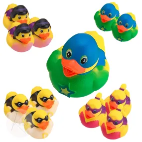 Kicko Superhero Ducks 2 Inches - Pack of 12 - Assorted Colorful Superhero Rubber Duckies