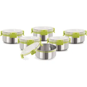 Magnus Klip Lock Stainless Steel Airtight Leakproof Storage Container, 750 ML Each, Set of 6 - Ideal Kitchen Accessories Items, Lunch Boxes for Office Men