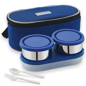 Magnus Super 3 Lunch Box Set | Stainless Steel Lunch Box for Kids | Leak-Proof Lunch Boxes for Office Men & Women | Compact, Air-Tight Design | 1010 ml, Blue