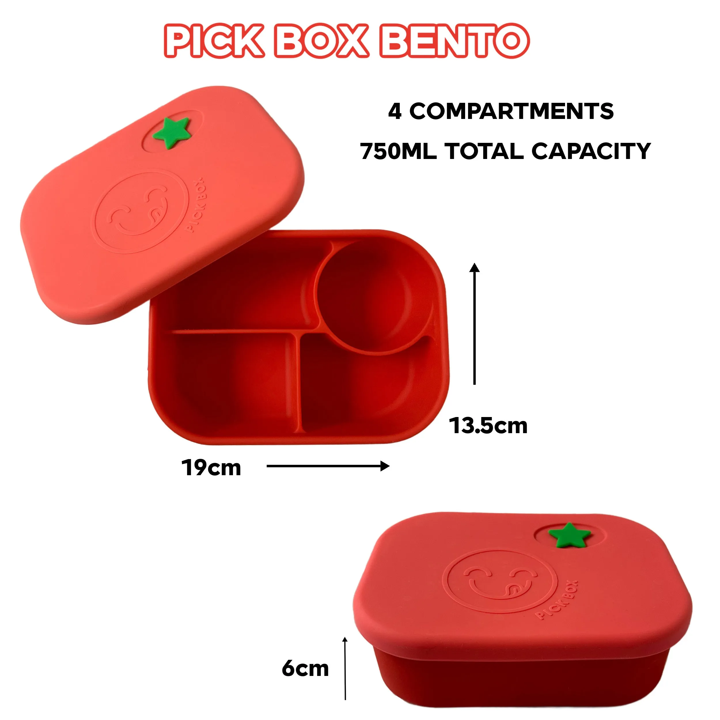 Pick Plates Silicone Bento Box - Red