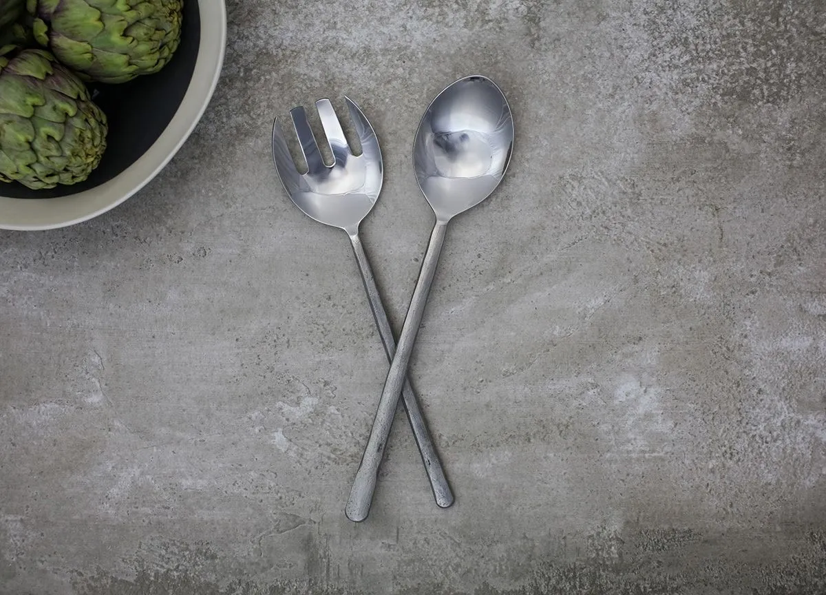 Sirkali Brushed Silver Salad Servers