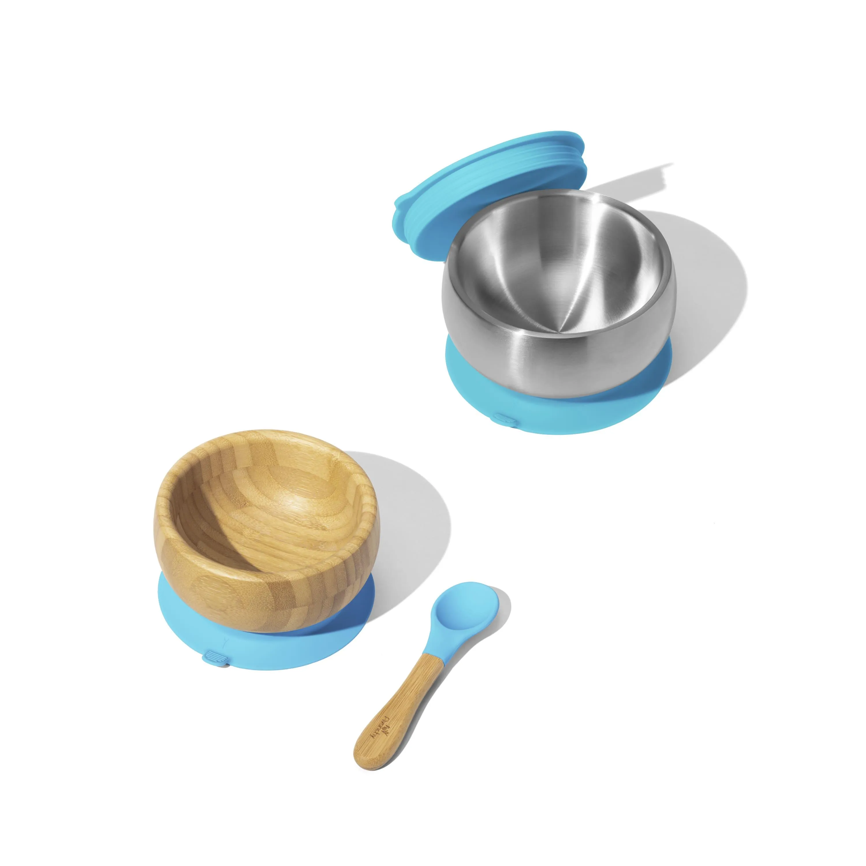 Sustainable Essentials Gift Set - BLW Removeable Suction Baby Bowls, Bamboo and Stainless Steel