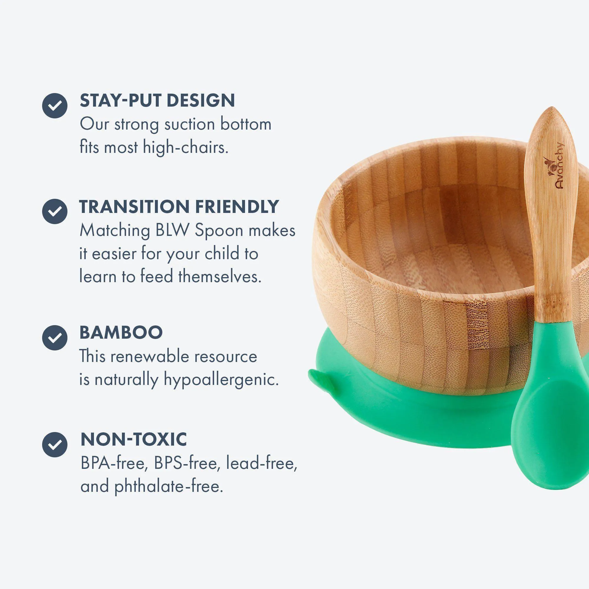 Sustainable Essentials Gift Set - BLW Removeable Suction Baby Bowls, Bamboo and Stainless Steel