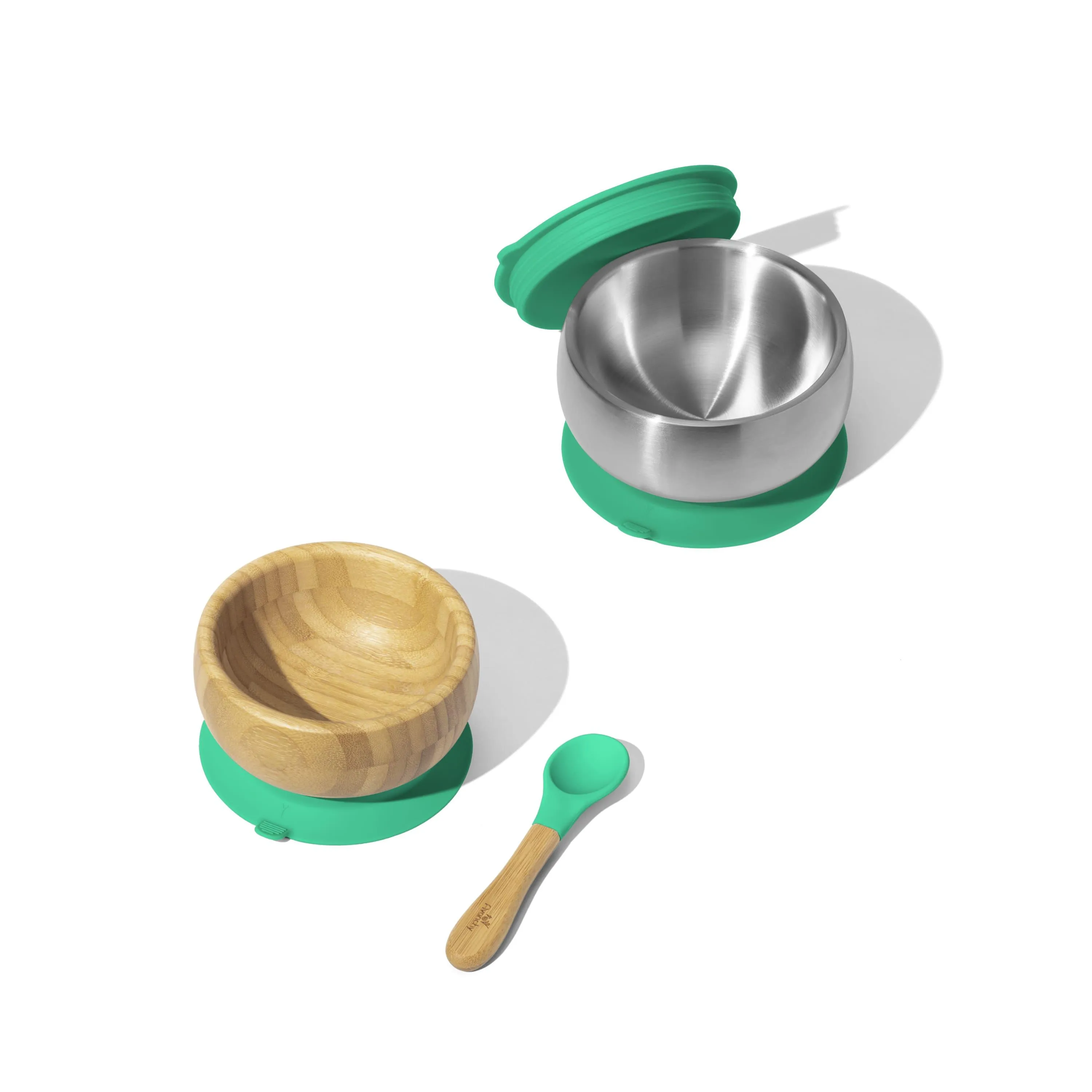 Sustainable Essentials Gift Set - BLW Removeable Suction Baby Bowls, Bamboo and Stainless Steel