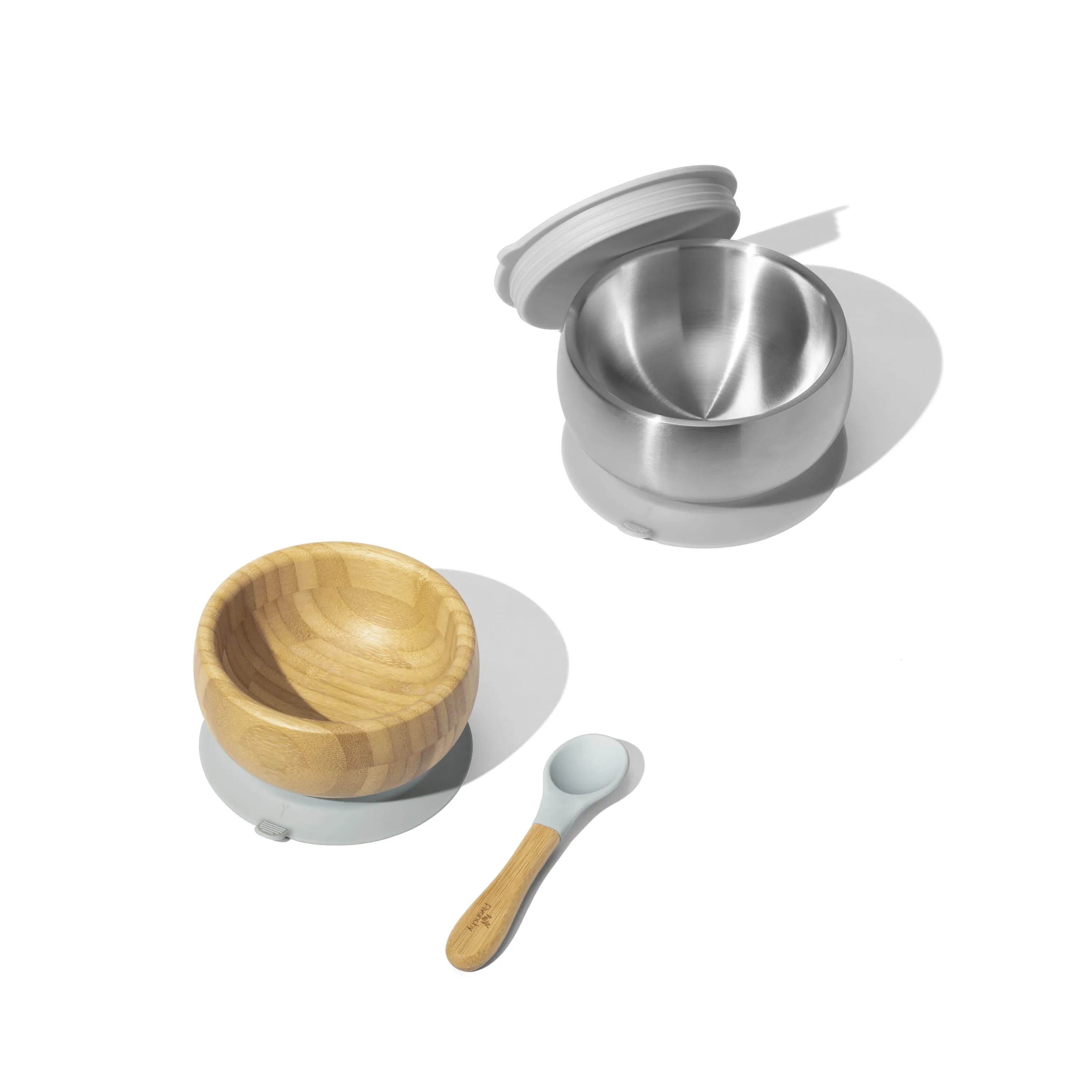 Sustainable Essentials Gift Set - BLW Removeable Suction Baby Bowls, Bamboo and Stainless Steel