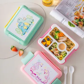 Unicorn Lunch Box with 4 Compartment with Handle BPA Free