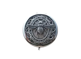 Victorian Silver Bee Steampunk Compact Mirror