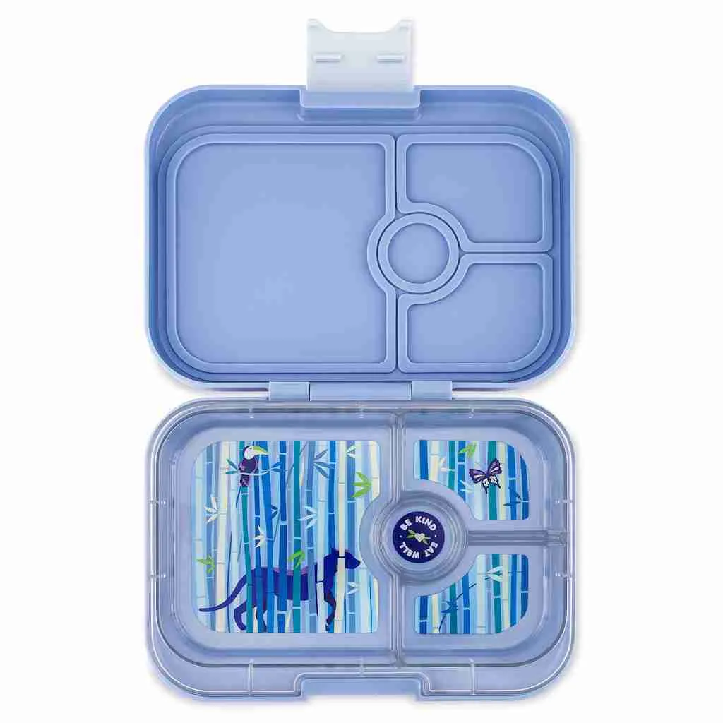 Yumbox Panino 4 Compartment Bento Box: Monte Carlo Blue - Race Car Tray